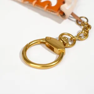 Genuine leather 3D pizza keychain cute metal ring bag charm car pendant main view