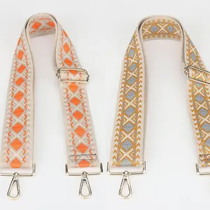 Adjustable wide bag replacement colorful geometric pattern cross body shoulder strap