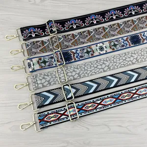 Replacement adjustable purse straps set with metal hardware for crossbody shoulder bags