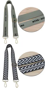 Detailed view of adjustable replacement shoulder straps with metal hardware and patterns.