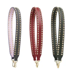 Punk wide bag strap with metal spikes, replacement shoulder crossbody strap for women.