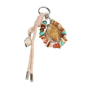 Bohemian shell woven keychain and bag charm with colorful beads for daily decoration.