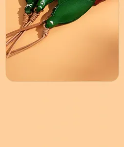 Handmade vegetable-tanned leather tulip plant charm for car mirror and cute bag decoration.