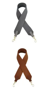 Φαρδύς ιμάντας τσάντας αντικατάστασης από καμβά με άκρα από γνήσιο δέρμα και χρυσά μεταλλικά κλιπ