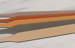 Replacement wide leather bag strap with contrast stitching, chic crossbody accessory design.