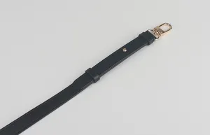 Black adjustable leather replacement shoulder strap for women handbags with gold hardware