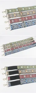 Colorful embroidered bag strap replacement adjustable shoulder strap for crossbody bags