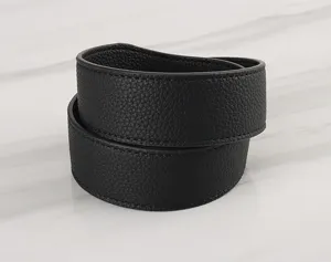 Detailed view of black litchi leather wide bag strap, perfect for accessory replacement.