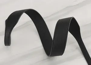 Black wide bag strap replacement strap for crossbody bags and purses with litchi texture detail.