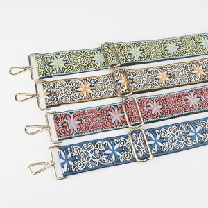 Colorful woven replacement bag strap adjustable floral crossbody shoulder strap accessory
