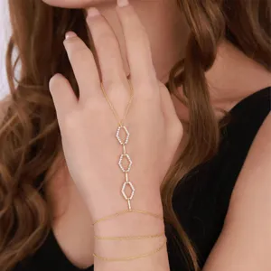 Exquisites goldenes Handkettchen Armband mit funkelnden Zirkonia Tropfen für Damen