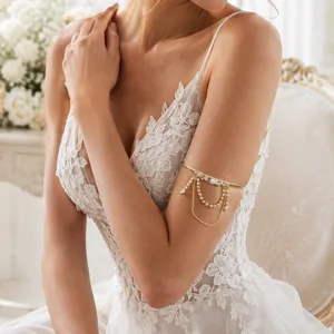 Luxus Strass Quaste Oberarmreif Für Damen Einfache Legierung Armkette Braut Hochzeit Schmuck