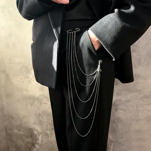 Multilayer Tassel Brooch Body Chain Copper Alloy Rhinestone Inlaid Waist Chain Suit Decoration For Women Party Jewelry