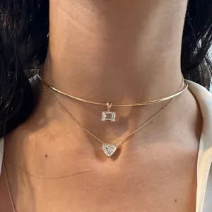 Doppellagige Herz Halskette elegante Kristall Schlüsselbeinkette Luxus Party Schmuck