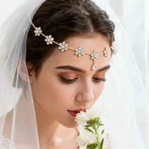 Wunderschöne Braut Strass Stirnkette Hochzeit Haarschmuck Kristall Kopfschmuck Damen
