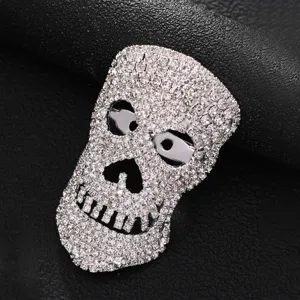 Gotische Strass Totenkopf Brosche Dunkler Stil Halloween Party Glitzernde Nadel Schmuck