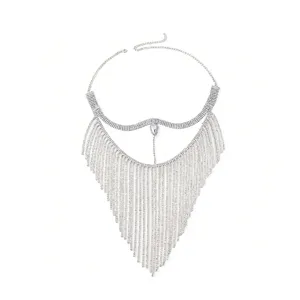 Rhinestone tassel face chain sparkling crystal mask body jewelry for party festival