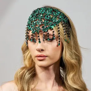 Barock Vintage Strass Blume Quaste Stirnband Luxus Übertrieben Kupferlegierung Kristall Haarband Für Damen Party Bühne Kopfschmuck