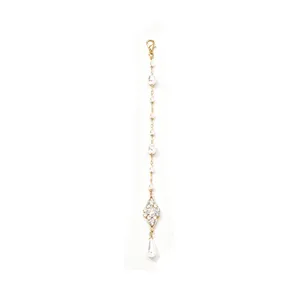 Indian style pearl forehead ornament hair chain crystal bridal jewelry for wedding photo