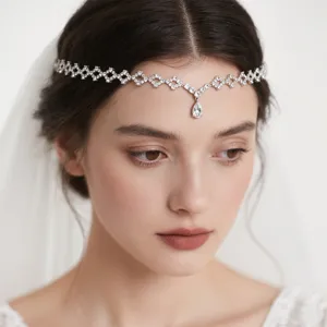 Eleganter Legierung Strass Stirnkette Exotische Prinzessin Wassertropfen Haarkette Braut Hochzeit Kopfschmuck Damen