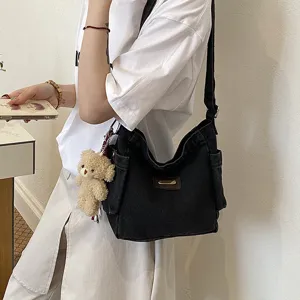 Μαύρη τσάντα ώμου denim σε στιλ dumpling casual μινιμαλιστική χιαστί τσάντα μόδας chic
