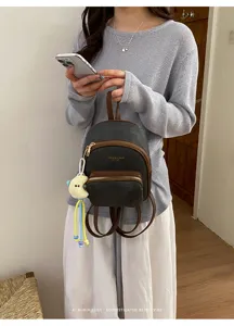 Joli petit sac à dos mini en PU style coréen pour femmes, adorable sac décontracté décontracté.
