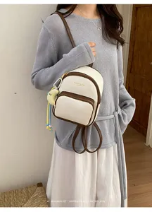 Mini sac à dos en cuir PU pour femme, petit cartable mignon, sac de jour décontracté.