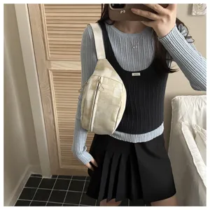 Fashion casual canvas single shoulder crossbody chest bag for women daily versatile trendy sling bag