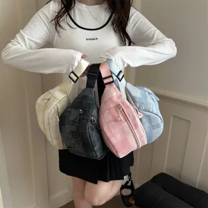 Casual canvas chest bag for women, multi-color lightweight crossbody sling bag for daily use.