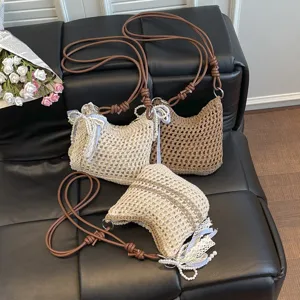 Handmade crochet woven crossbody bag women lightweight mini knit phone bag summer beach style