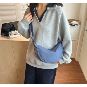 Borsa a tracolla in nylon da donna, borsa casual dumpling per il lavoro e lo shopping.