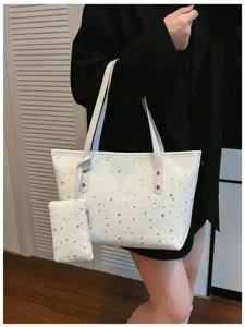 Damen Sternen gedruckte weiße Tasche mit kleiner Tasche lässige modische Schultertasche