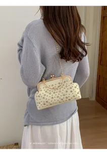 Sac de soiree bandouliere chaine strass metal retro elegant pour femmes chic mode