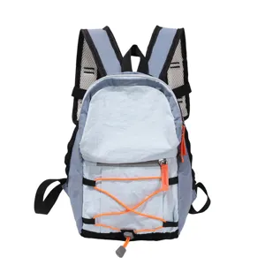 Lightweight casual backpack with orange bungee cord and mesh straps for daily travel school.