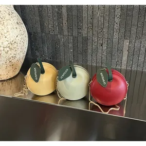 Trendy cute apple shaped crossbody bag for women chic chain shoulder purse mini handbag