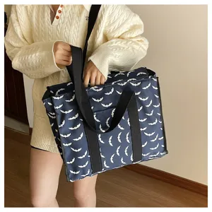 Bolso tote grande de viaje fitness con patrón de murciélago para deporte y uso diario.