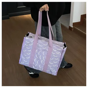 Bolso de gimnasio de lona de gran capacidad con patron de murcielago para viajes.