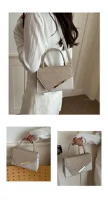 Elegant glitter crossbody bag detail view, showing exquisite sequin flap and metal accent.