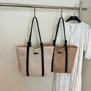 Geweven stro shopper grote capaciteit schouder strandtas casual holle handtas voor dames