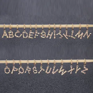 Alphabet charms set, rose gold letter pendants, pendant details for custom DIY jewelry making.