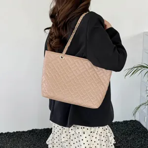 Borsa shopper trapuntata grande capacità donna elegante borsa a spalla con catena