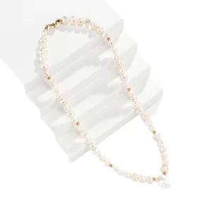 Freshwater pearl necklace with shell letter pendant elegant handmade jewelry gift for women