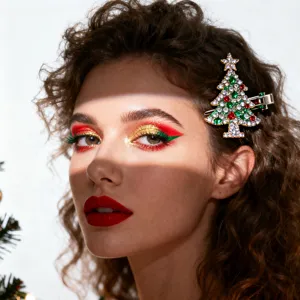 Weihnachtsbaum Strass Haarklammer festliche Party glänzender Metall Haarschmuck für Frauen