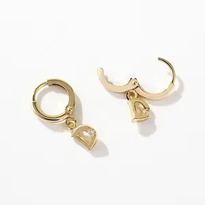Gold-plated letter D hoop earrings with sparkling crystal detail, elegant fashion jewelry.