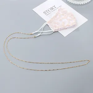 Cadena de Gafas Cordón para Máscara Oro Plata Galvanizado Aleación Perlas Artificiales Collar para Mujeres Hombres Accesorio