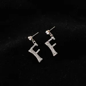 Orecchini pendenti con lettera F in strass coreani gioielli di cristallo brillanti