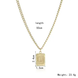 Gold letter L pendant necklace with chain, fashion jewelry accessory for women daily wear.