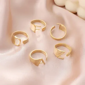 Bagues alphabet initiales en or réglables bijoux délicats pour femmes et filles