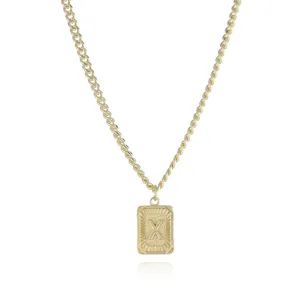 Gold initial necklace for women stylish letter X pendant chunky chain jewelry gift