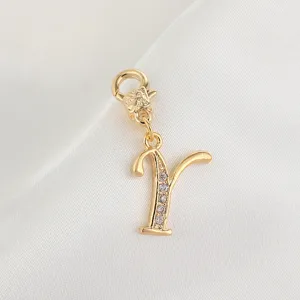 Gouden Zirkoon Letter Y Hanger Ketting DIY Bedels Accessoires Elegante Stralende Sieraden
